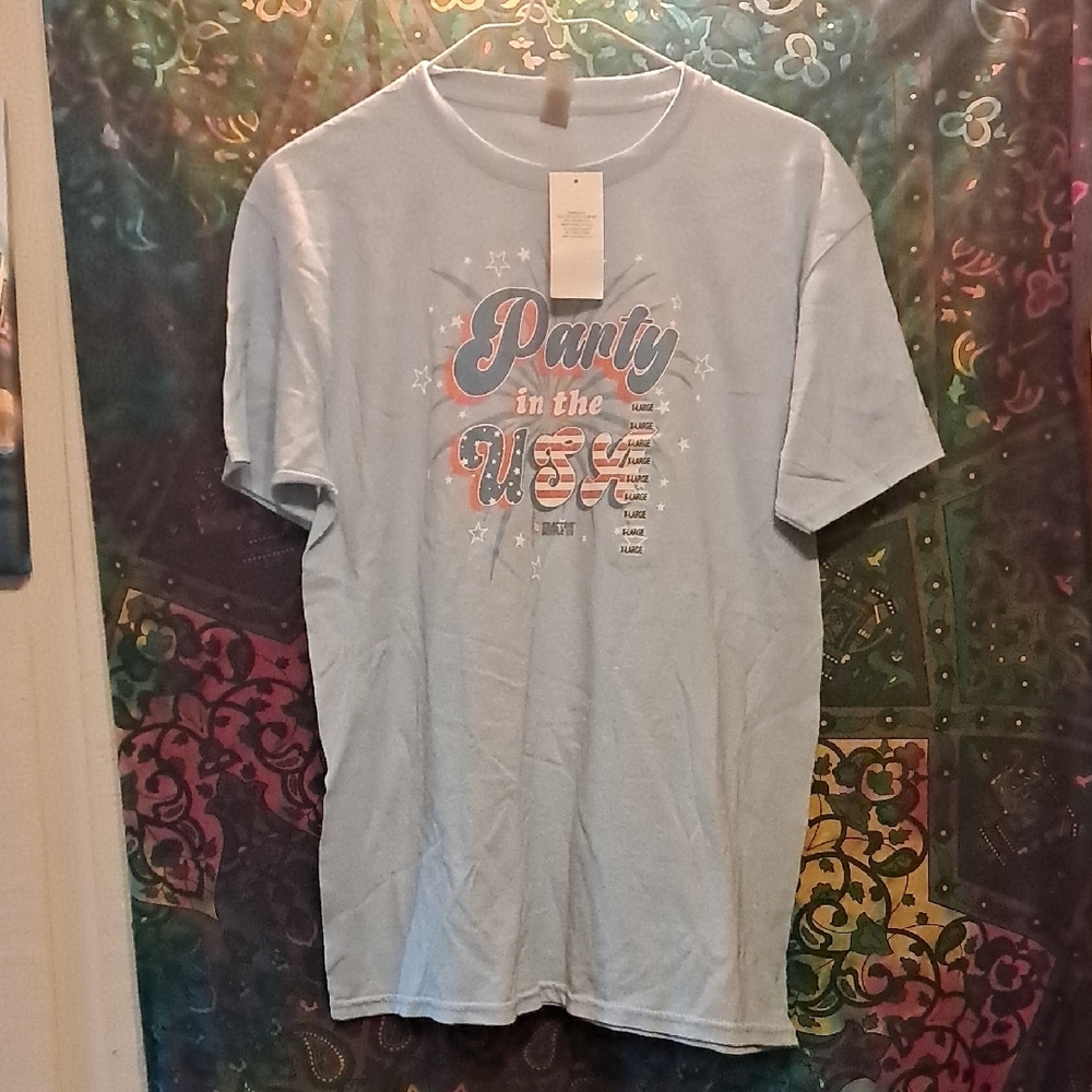 Light Blue Graphic Short Sleeve Tee